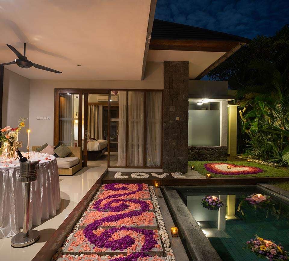 romantic-dining-deco samaja villas, romantic dinning decoration